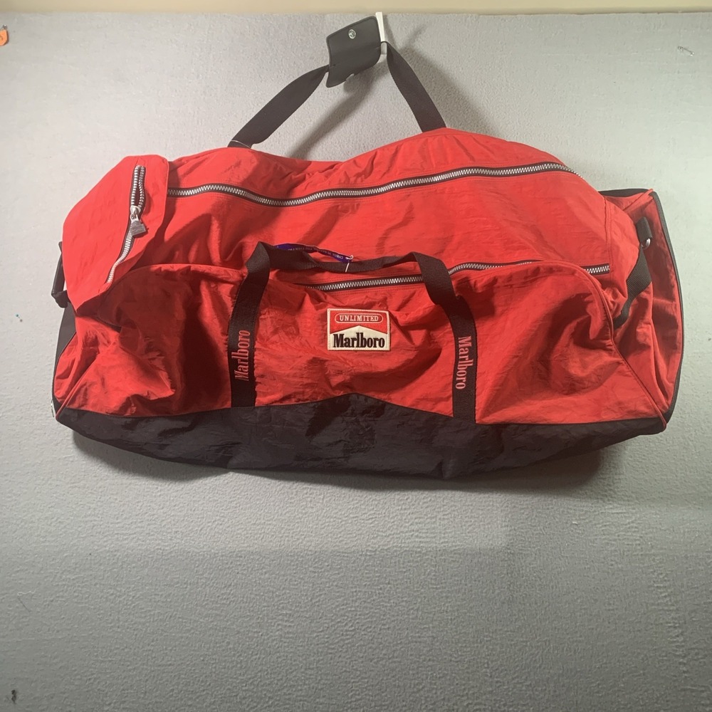Vintage 90s Marlboro Unlimited XL Rolling Travel Weekender Duffle Bag 36x15"
